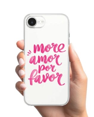 Etui do iPhone 16e przeźroczyste, silikonowe Flexi, Positive Vibes, More amore per favore