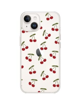 Etui do iPhone 13 Mini przeźroczyste, silikonowe Flexi, Mini Patterns, Wiśnie