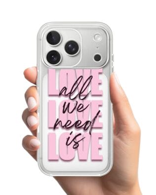 Etui do iPhone 17 przeźroczyste, silikonowe Flexi, Positive Vibes, All We Need Is Love