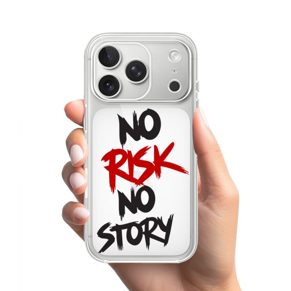 Etui do iPhone 17 przeźroczyste, silikonowe Flexi, Positive Vibes, No Risk No Story - obrazek 2