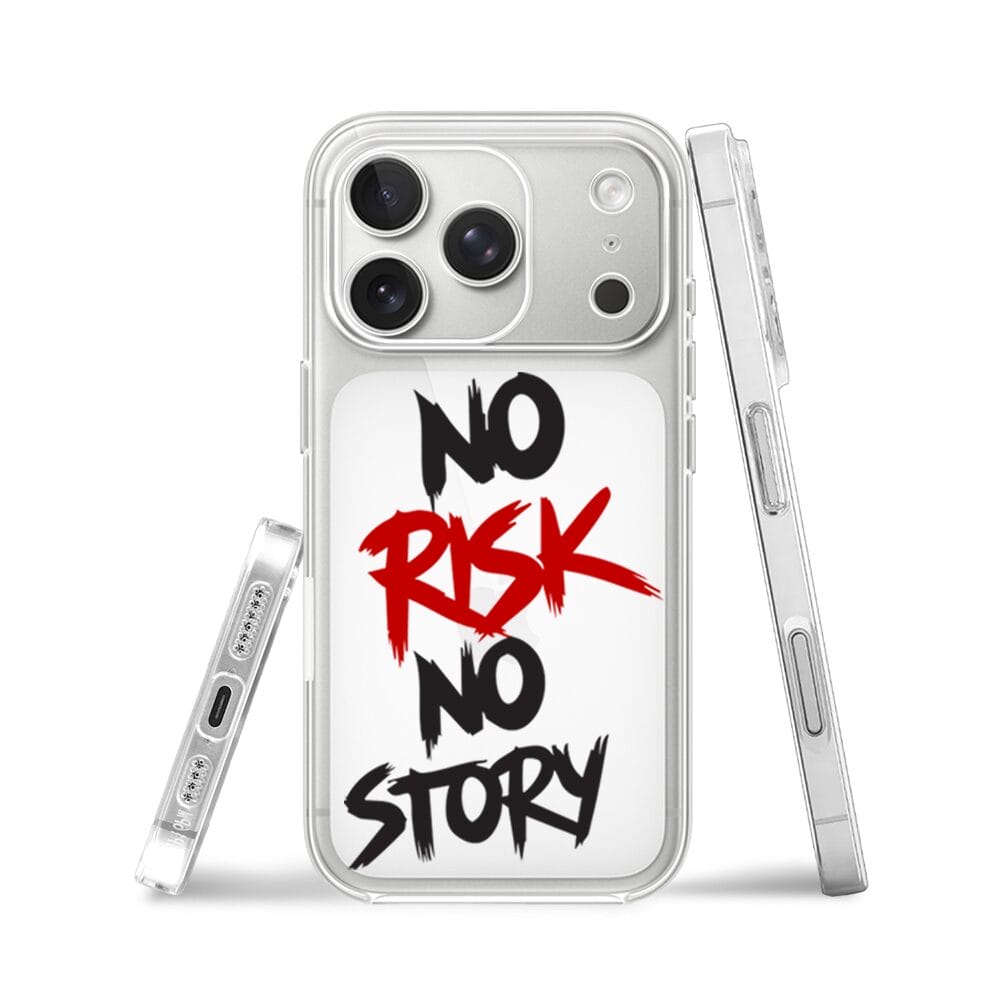 Etui do iPhone 17 przeźroczyste, silikonowe Flexi, Positive Vibes, No Risk No Story - obrazek 3