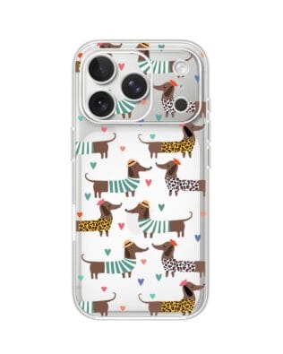 Etui do iPhone 17 Pro przeźroczyste, silikonowe Flexi, Summer Patterns, zakochane jamniki
