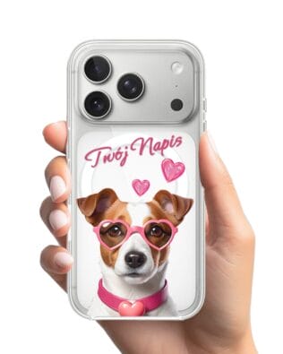 Etui do iPhone 17 Pro z MagSafe przeźroczyste, silikonowe Flexi, Puppy Love, pies rasy Jack Russell Terrier