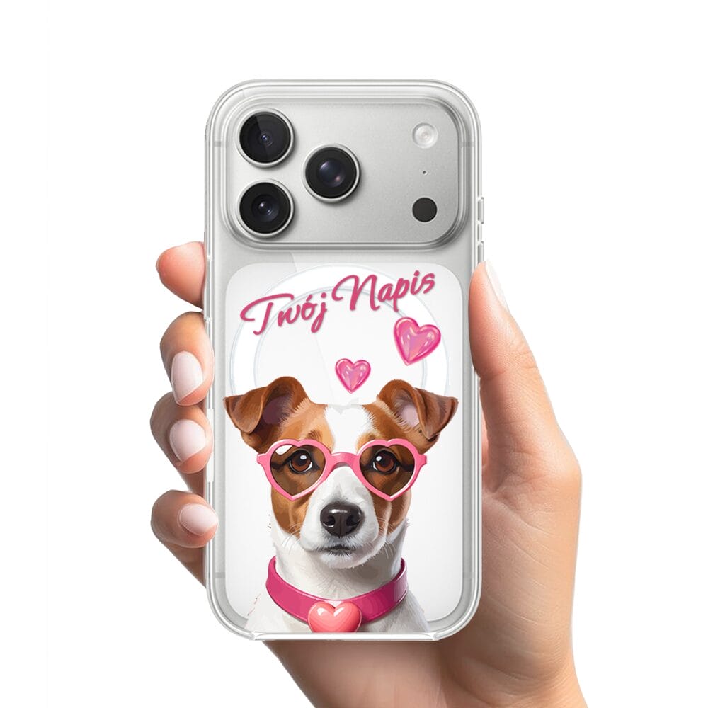 Etui do iPhone 17 Pro z MagSafe przeźroczyste, silikonowe Flexi, Puppy Love, pies rasy Jack Russell Terrier - obrazek 2
