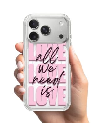 Etui do iPhone 17 z MagSafe przeźroczyste, silikonowe Flexi, Positive Vibes, All We Need Is Love
