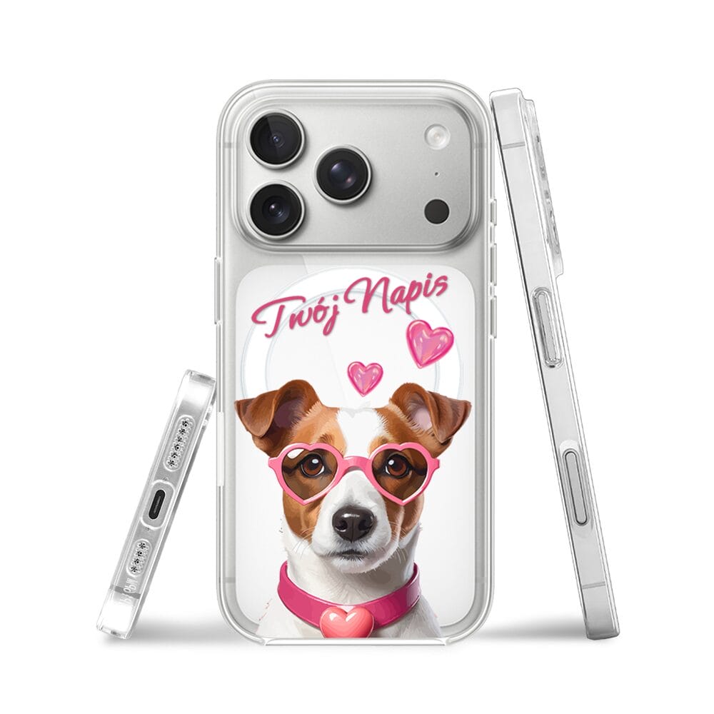Etui do iPhone 17 Pro z MagSafe przeźroczyste, silikonowe Flexi, Puppy Love, pies rasy Jack Russell Terrier - obrazek 3
