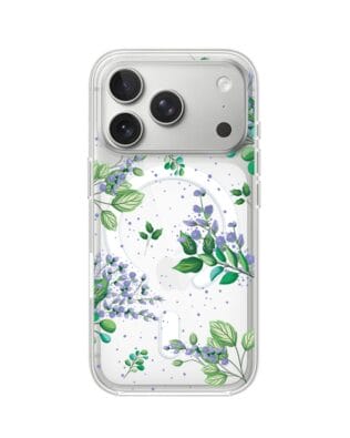 Etui do iPhone 17 Pro z MagSafe przeźroczyste, silikonowe Flexi, fioletowe kwiatki