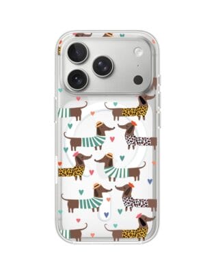 Etui do iPhone 17 Pro z MagSafe przeźroczyste, silikonowe Flexi, Summer Patterns, zakochane jamniki