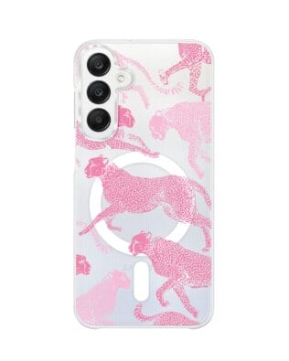 Etui do Samsung Galaxy A25 5G z MagSafe przeźroczyste, silikonowe Flexi, Mystic, Różowe pumy