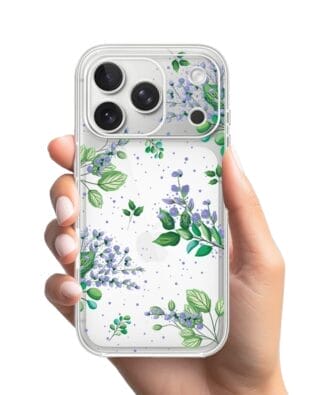 Etui do iPhone 17 Pro Max przeźroczyste, silikonowe Flexi, fioletowe kwiatki