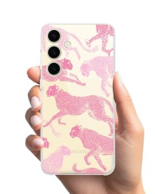 Etui do Samsung Galaxy S25 przeźroczyste, silikonowe Flexi, Mystic, Różowe pumy