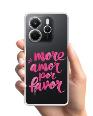 Etui do Xiaomi Redmi Note 14 4G przeźroczyste, silikonowe Flexi, Positive Vibes, More amore per favore