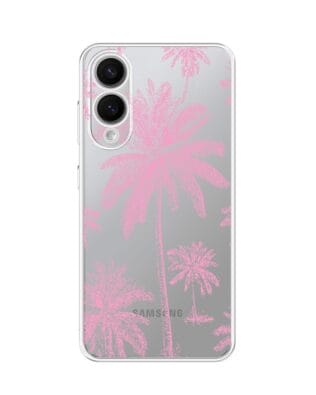 Etui do Samsung Galaxy S25 Edge przeźroczyste, silikonowe Flexi, Mystic, Różowe palmy