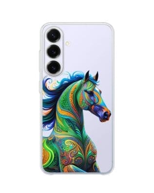 Etui do Samsung Galaxy S25 FE przeźroczyste, silikonowe Flexi, Dzika Mandala, Koń