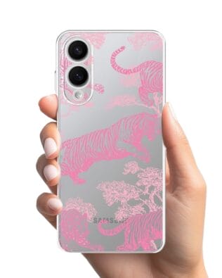 Etui do Samsung Galaxy S25 Edge przeźroczyste, silikonowe Flexi, Mystic, Różowe tygrysy
