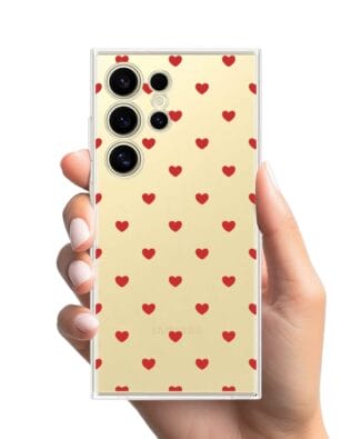 Etui do Samsung Galaxy S24 Ultra przeźroczyste, silikonowe Flexi, Mini Patterns, Serduszka