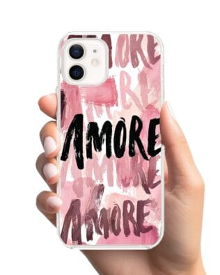Etui do iPhone 12 z MagSafe przeźroczyste, silikonowe Flexi, Positive Vibes, Amore Amore