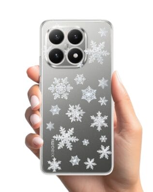 Etui do Xiaomi 15T przeźroczyste, silikonowe Flexi, Zimowa magia, Delikatne płatki śniegu