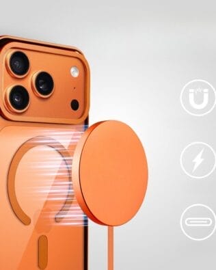 Ładowarka magnetyczna do MagSafe iPhone indukcyjna Qi 25W, pomarańczowa