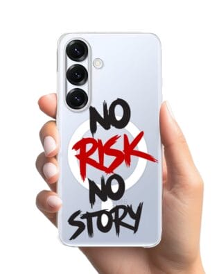 Etui do Samsung Galaxy S25 z MagSafe przeźroczyste, silikonowe Flexi, Positive Vibes, No Risk No Story