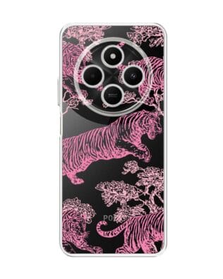 Etui do Xiaomi POCO C75 przeźroczyste, silikonowe Flexi, Mystic, Różowe tygrysy
