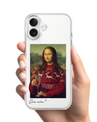 Etui do iPhone 17 z MagSafe przeźroczyste, silikonowe Flexi, Mona Lisa z szampanem