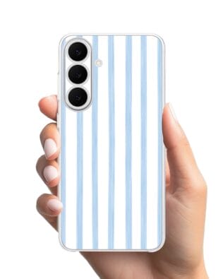 Etui do Samsung Galaxy S25 FE przeźroczyste, silikonowe Flexi, Summer Patterns, biało-niebieskie paski