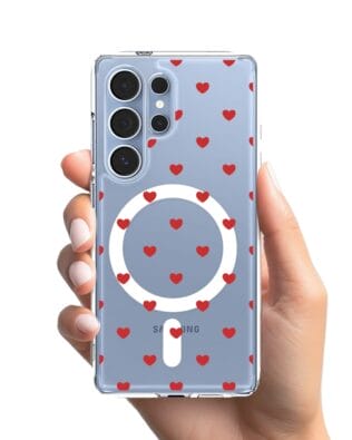 Etui do Samsung Galaxy S25 Ultra z MagSafe przeźroczyste, silikonowe Flexi, Mini Patterns, Serduszka