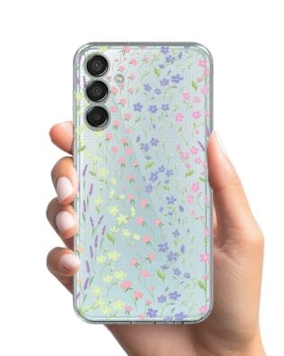 Etui do Samsung Galaxy M15 5G przeźroczyste, silikonowe Flexi, kwiaty polne