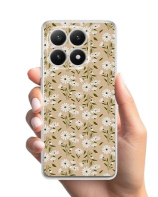 Etui do Xiaomi 15T przeźroczyste, silikonowe Flexi, Summer Patterns, delikatne kwiatki na cielistym tle