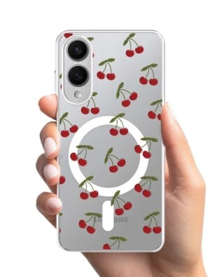 Etui do Samsung Galaxy S25 Edge z MagSafe przeźroczyste, silikonowe Flexi, Mini Patterns, Wiśnie