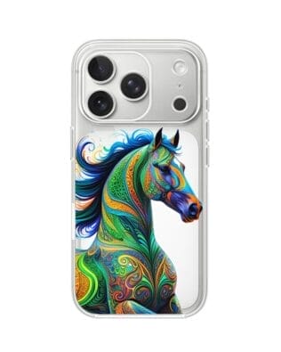 Etui do iPhone 17 Pro Max przeźroczyste, silikonowe Flexi, Dzika Mandala, Koń