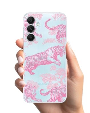 Etui do Samsung Galaxy M35 5G przeźroczyste, silikonowe Flexi, Mystic, Różowe tygrysy