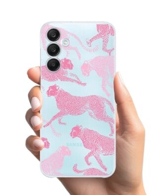 Etui do Samsung Galaxy M35 5G przeźroczyste, silikonowe Flexi, Mystic, Różowe pumy