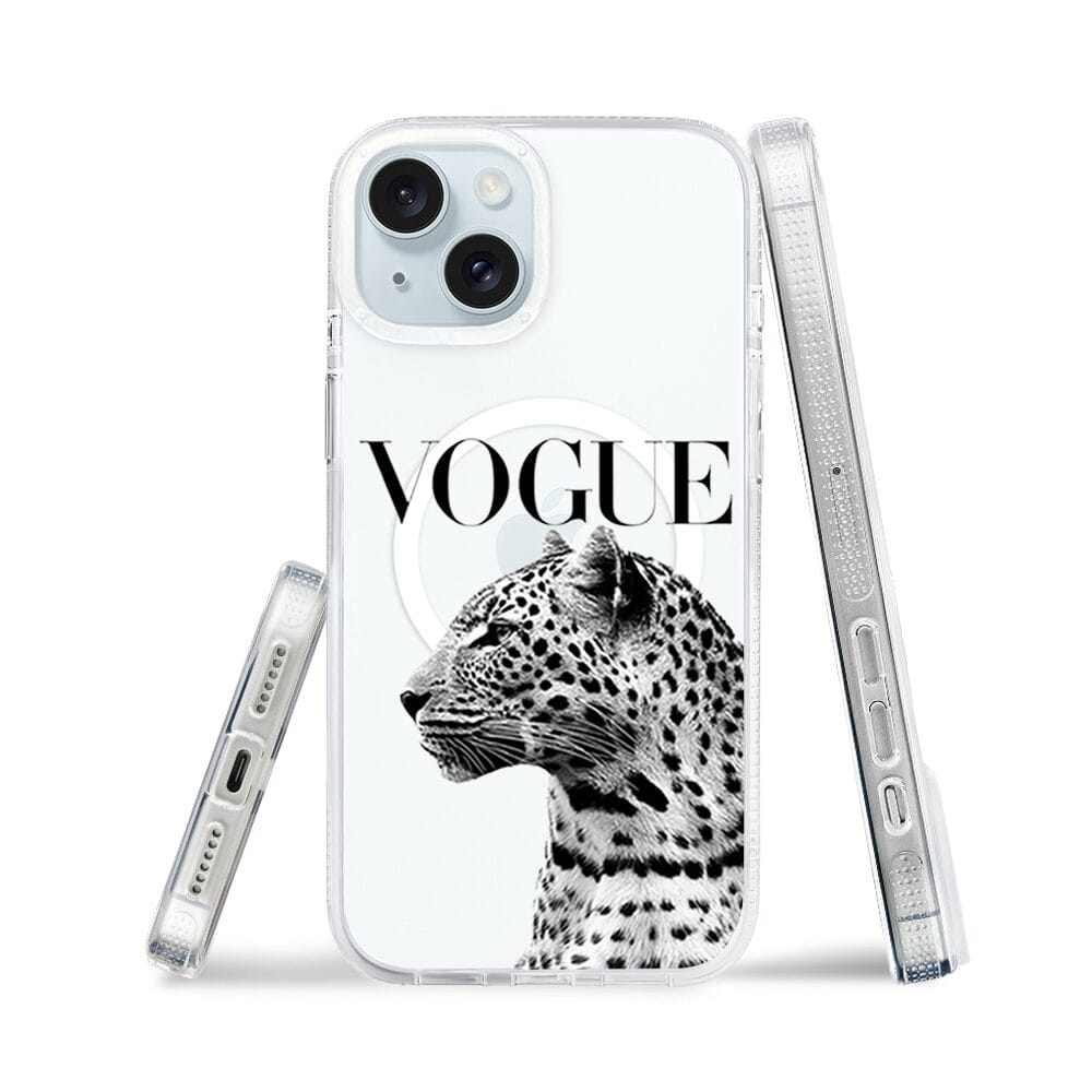 Etui do iPhone 15 z MagSafe przeźroczyste, silikonowe Flexi, Positive Vibes, Tygrys Vogue - obrazek 3