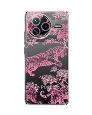Etui do Xiaomi POCO F7 Ultra przeźroczyste, silikonowe Flexi, Mystic, Różowe tygrysy
