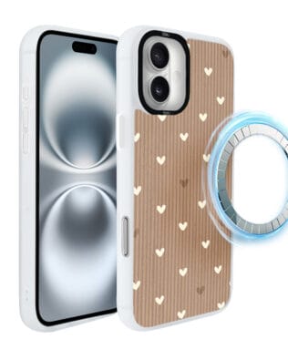 Etui do iPhone 16 IBIZU DropGuard Matt z MagSafe, Boho, Pudrowe serca