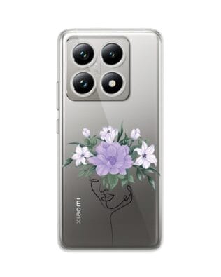Etui do Xiaomi 14T przeźroczyste, silikonowe Flexi, kobieta z kwiatami