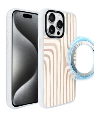 Etui do iPhone 15 Pro Max IBIZU DropGuard Matt z MagSafe, Boho, Piaskowy labirynt