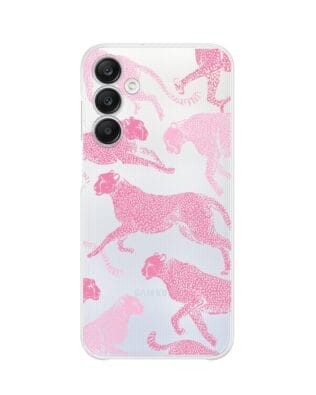 Etui do Samsung Galaxy A25 5G przeźroczyste, silikonowe Flexi, Mystic, Różowe pumy