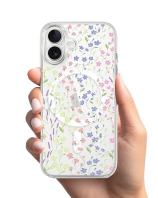 Etui do iPhone 17 z MagSafe przeźroczyste, silikonowe Flexi, kwiaty polne