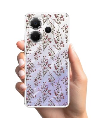 Etui do Xiaomi Redmi Note 14 4G przeźroczyste, silikonowe Flexi, Mini Patterns, Różyczki