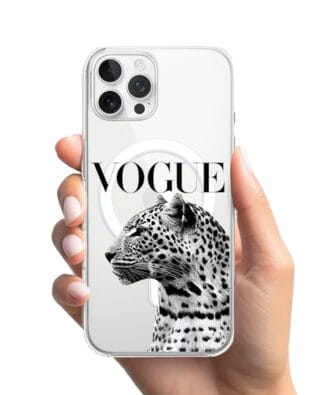 Etui do iPhone 12 Pro Max z MagSafe przeźroczyste, silikonowe Flexi, Positive Vibes, Tygrys Vogue