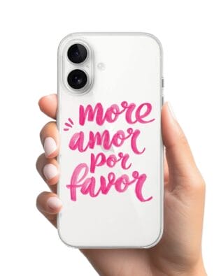 Etui do iPhone 16 Plus przeźroczyste, silikonowe Flexi, Positive Vibes, More amore per favore