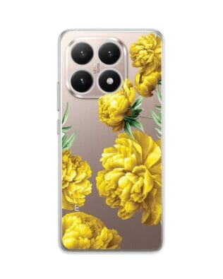 Etui do Xiaomi 15T przeźroczyste, silikonowe Flexi, żółte piwonie