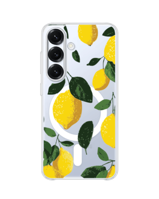 Etui do Samsung Galaxy S25 z MagSafe przeźroczyste, silikonowe Flexi, Italian Summer, Cytrynowe