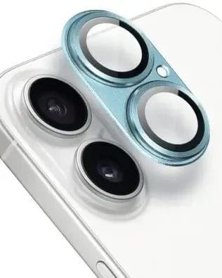 Metalowa osłona na cały aparat z wbudowanymi szkłami do iPhone 17, niebieska