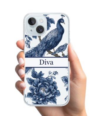 Etui do iPhone 15 przeźroczyste, silikonowe Flexi, Mystic, Diva Peacock