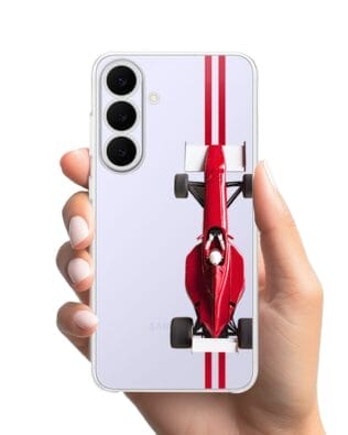 Etui do Samsung Galaxy S25 FE przeźroczyste, silikonowe Flexi, Szybkie Auta, czerwone F1