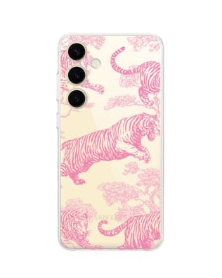 Etui do Samsung Galaxy S24 Plus przeźroczyste, silikonowe Flexi, Mystic, Różowe tygrysy